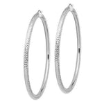 Charger l&#39;image dans la galerie, 14K White Gold Extra Large Sparkle Diamond Cut Classic Round Hoop Earrings 79mm x 4mm
