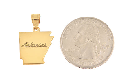 14k gold or sterling silver arkansas ar state pendant charm personalized monogram