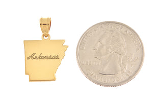 14K Gold or Sterling Silver Arkansas AR State Pendant Charm Personalized Monogram