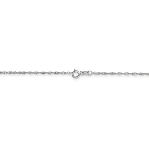 14k white gold 1.10mm singapore twisted bracelet anklet choker necklace pendant chain spring ring clasp