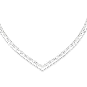 Sterling Silver 4mm Omega Cubetto V Shaped Necklace Chain Lobster Clasp