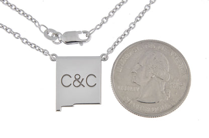 14k gold or sterling silver new mexico nm state name necklace personalized monogram