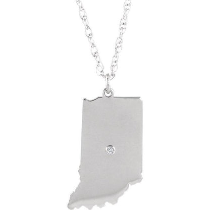14k 10k yellow rose white gold diamond silver indiana in state map personalized city necklace