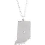 將圖片載入圖庫檢視器 14k 10k Yellow Rose White Gold Diamond Silver Indiana IN State Map Personalized City Necklace
