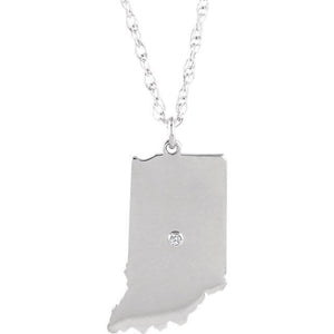 14k 10k Yellow Rose White Gold Diamond Silver Indiana IN State Map Personalized City Necklace