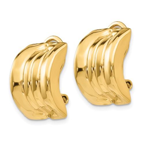 14k yellow gold non pierced clip on j hoop earrings