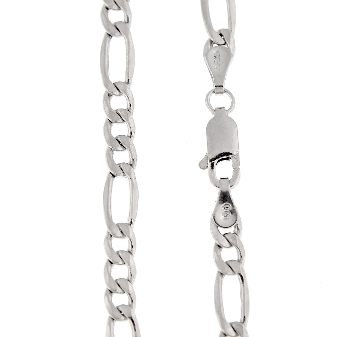 14k white gold 4.4mm lightweight figaro bracelet anklet choker necklace pendant chain