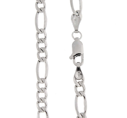 14k white gold 4.4mm lightweight figaro bracelet anklet choker necklace pendant chain