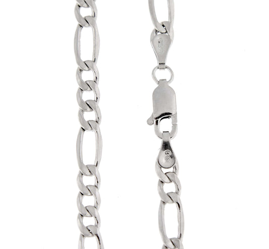 14k white gold 4.4mm lightweight figaro bracelet anklet choker necklace pendant chain