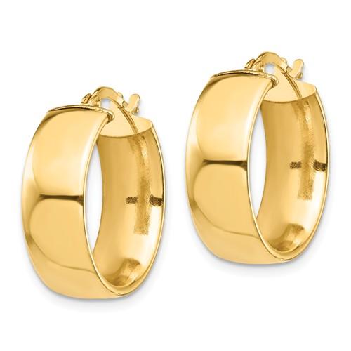 14k yellow gold round square tube hoop earrings 18mm x 7mm