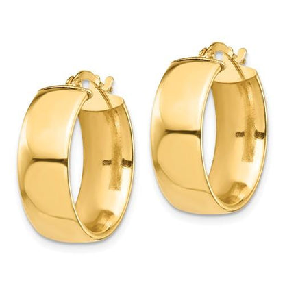 14k yellow gold round square tube hoop earrings 18mm x 7mm