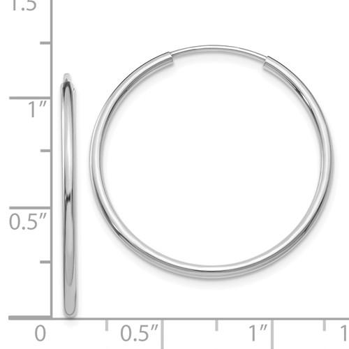 14k white gold classic endless round hoop earrings 27mm x 1.5mm