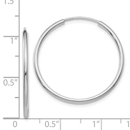 14k white gold classic endless round hoop earrings 27mm x 1.5mm