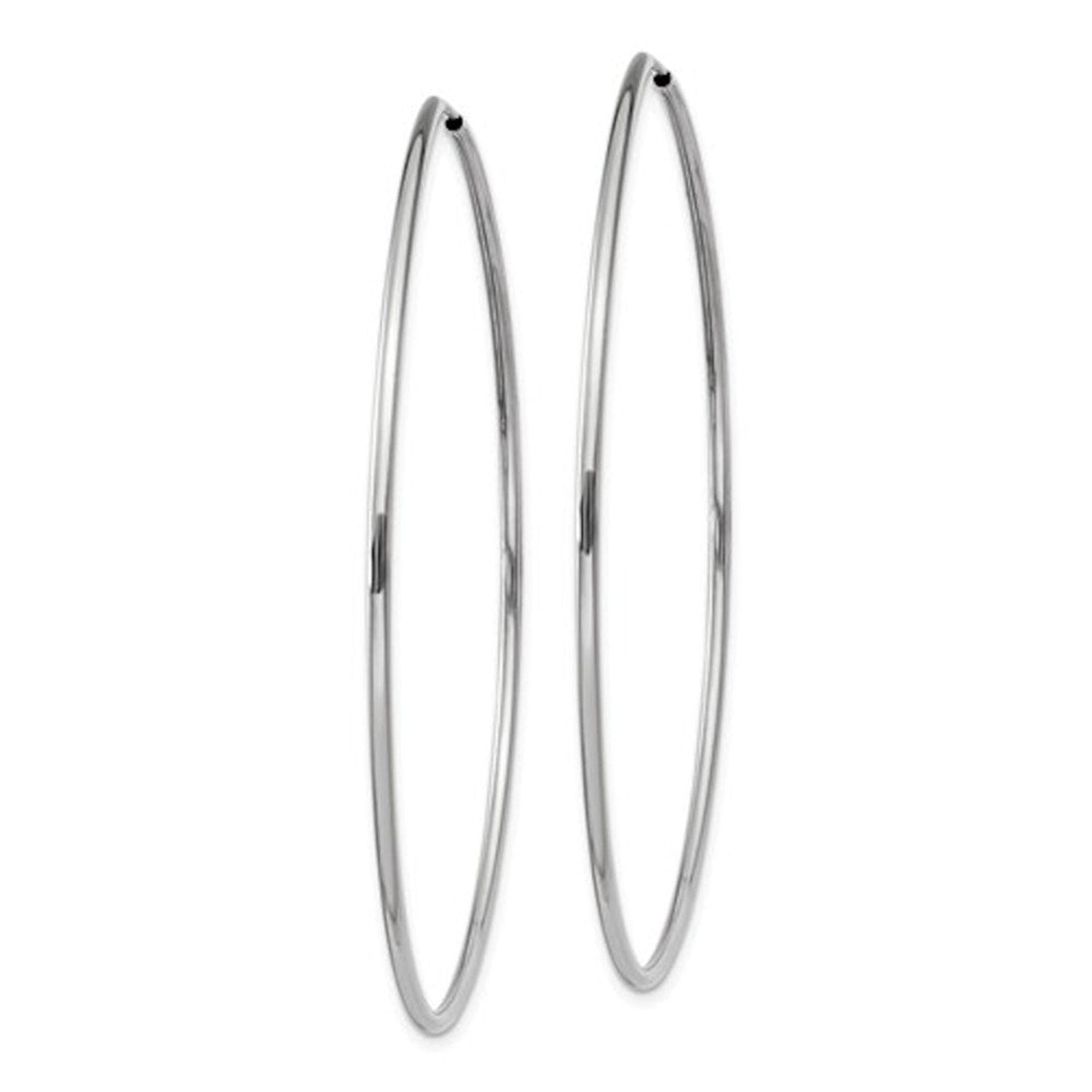14k White Gold Large Round Endless Hoop Earrings 60mm x 1.20mm