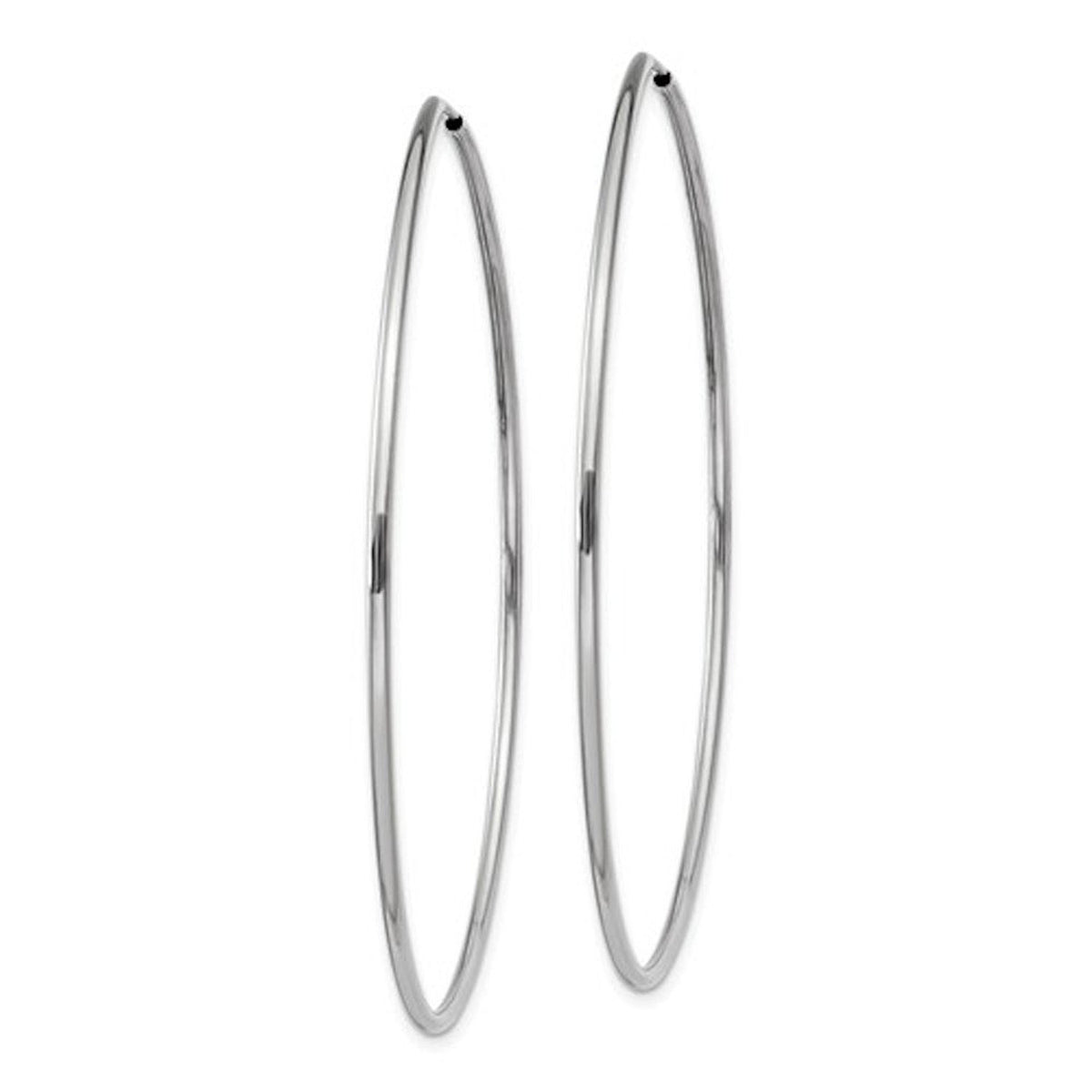 14k white gold large round endless hoop earrings 60mm x 1.20mm