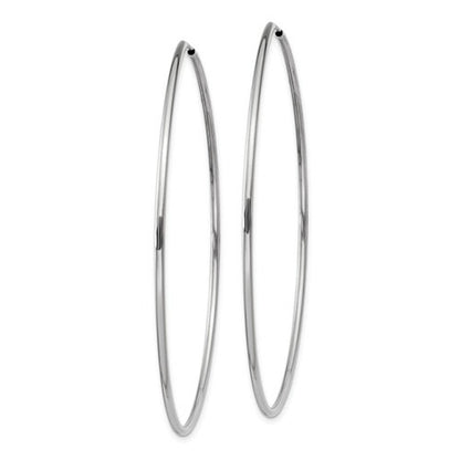 14k white gold large round endless hoop earrings 60mm x 1.20mm