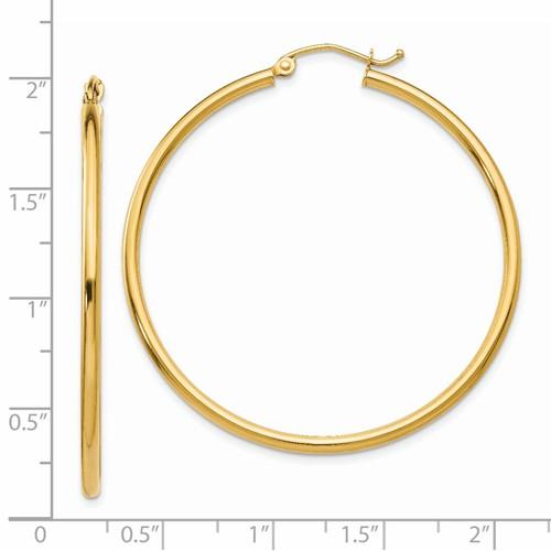 14k yellow gold classic round hoop earrings 44mmx2mm