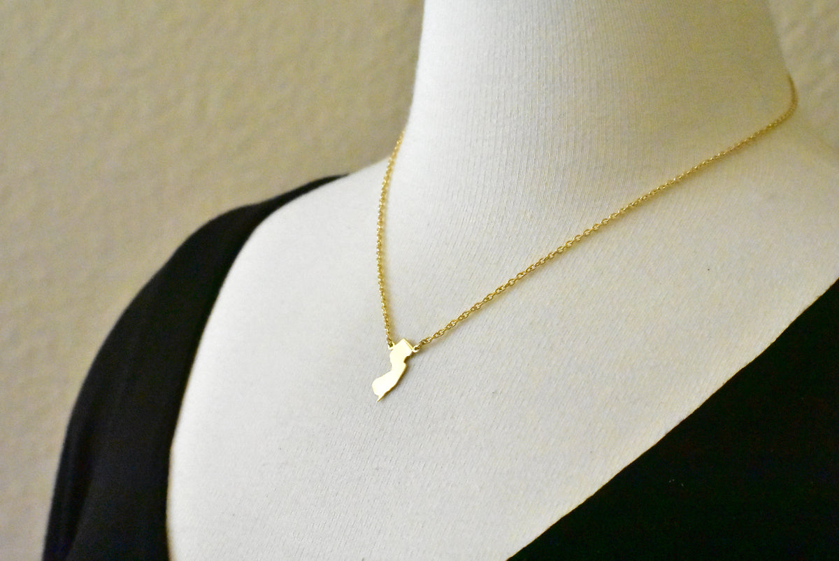 14k gold or sterling silver new jersey nj state name necklace personalized monogram
