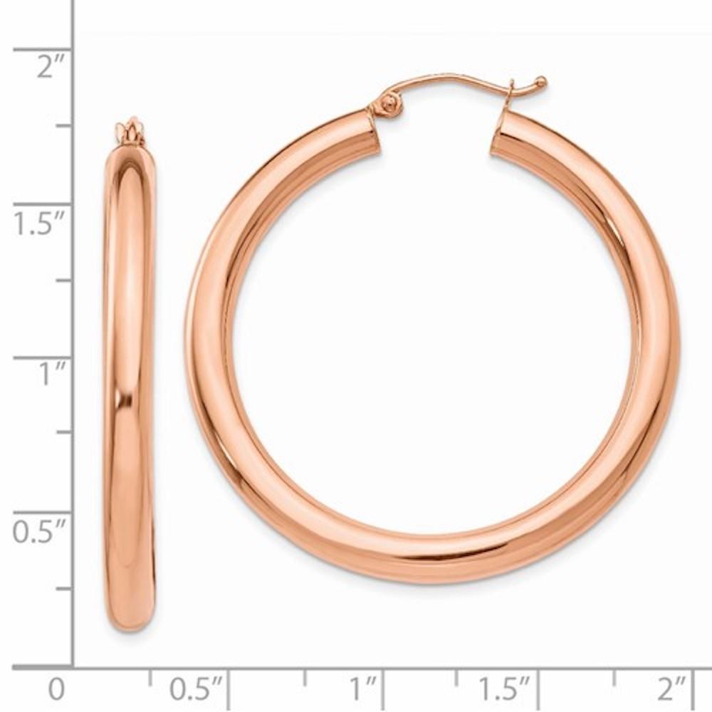 14k rose gold classic round hoop earrings 40mm x 4mm