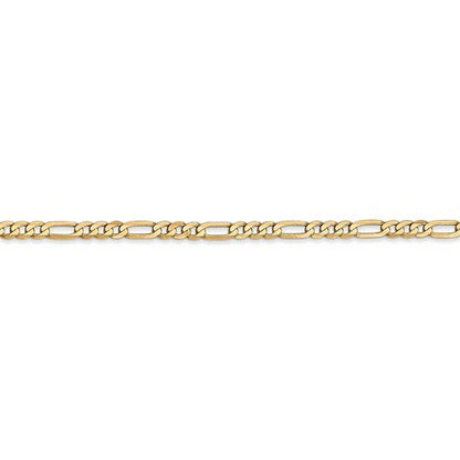 14k yellow gold 2.75mm flat figaro bracelet anklet choker necklace pendant chain