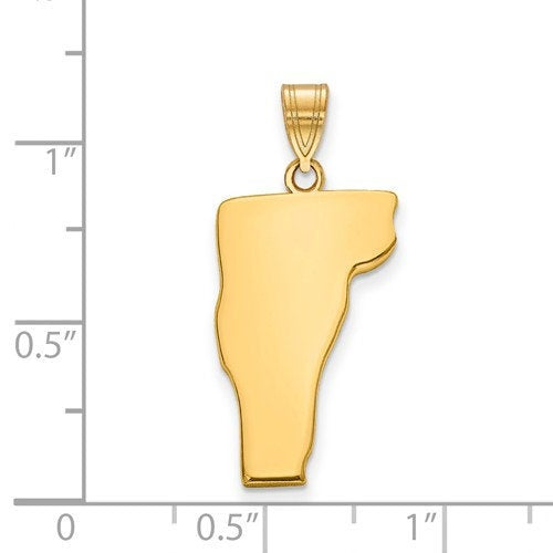 14k gold or sterling silver vermont vt state map pendant charm personalized monogram