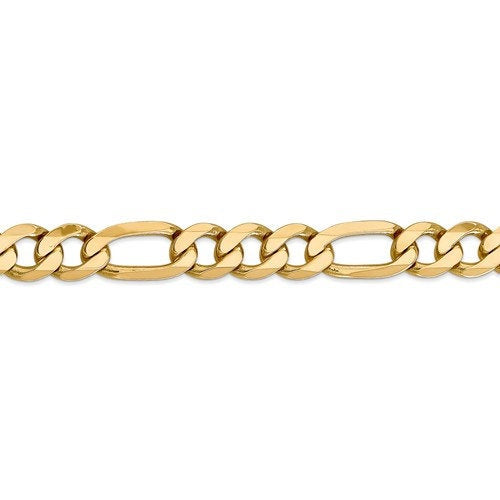 14k yellow gold 10mm flat figaro bracelet anklet choker necklace pendant chain