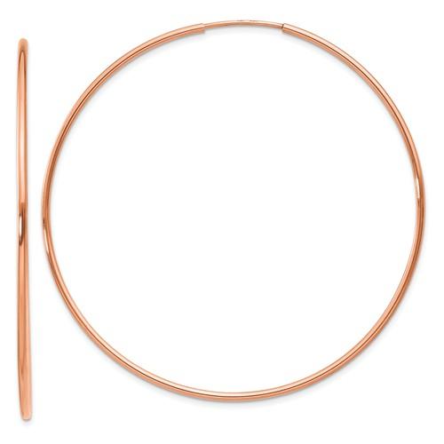 14k Rose Gold Classic Endless Round Hoop Earrings 52mm x 1.25mm