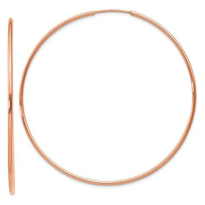 14k rose gold classic endless round hoop earrings 52mm x 1.25mm