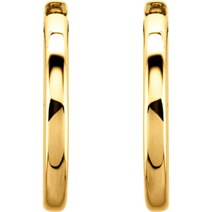 14k solid yellow rose white gold 24mm round endless hinged hoop earrings custom made to order