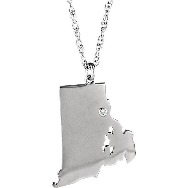 14k 10k yellow rose white gold diamond silver rhode island ri state map personalized city necklace