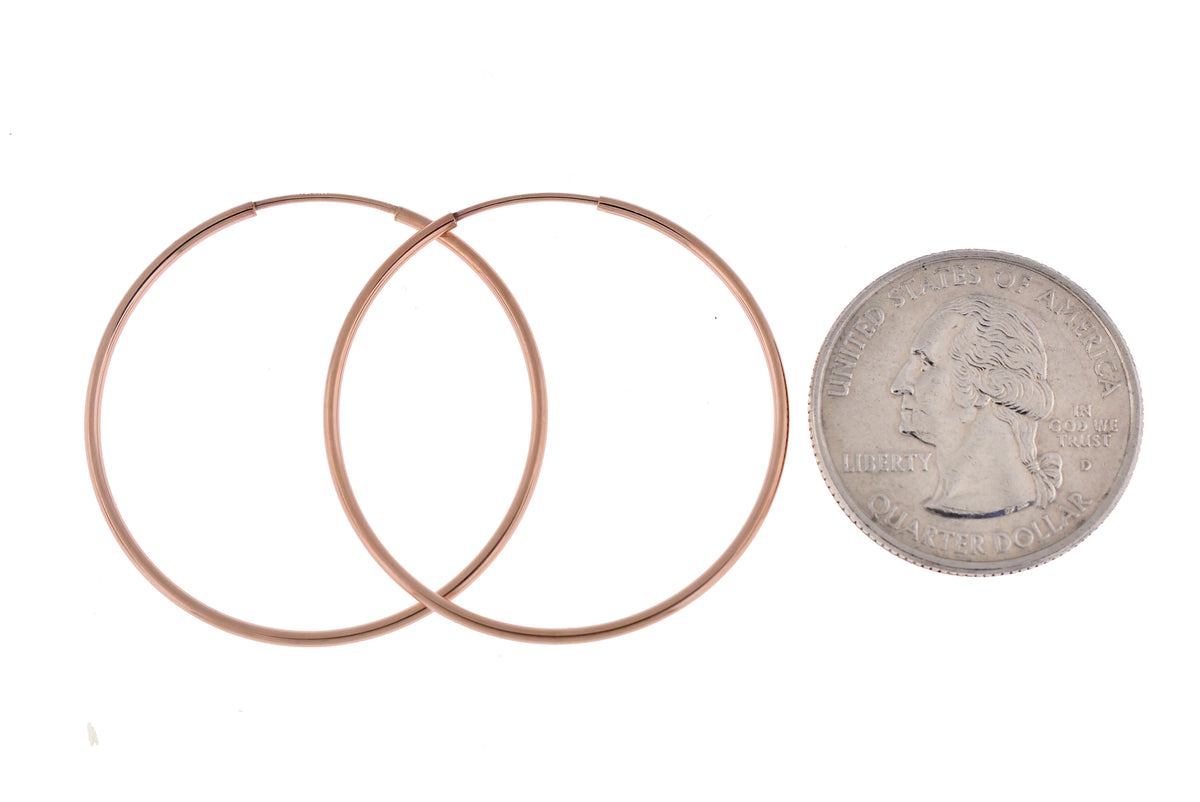 14k rose gold classic endless round hoop earrings 33mm x 1.25mm