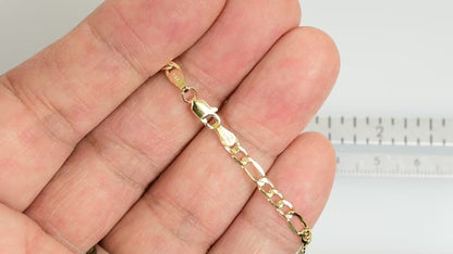 14K Yellow Gold 3.5mm Lightweight Figaro Bracelet Anklet Choker Necklace Chain