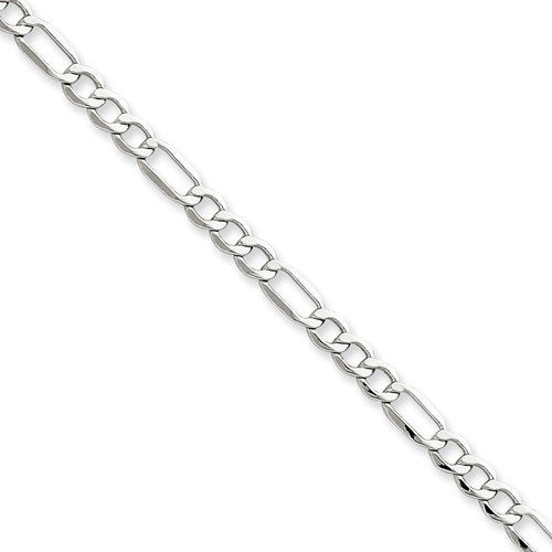 14k white gold 4.4mm lightweight figaro bracelet anklet choker necklace pendant chain