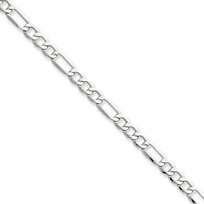 14k white gold 4.4mm lightweight figaro bracelet anklet choker necklace pendant chain