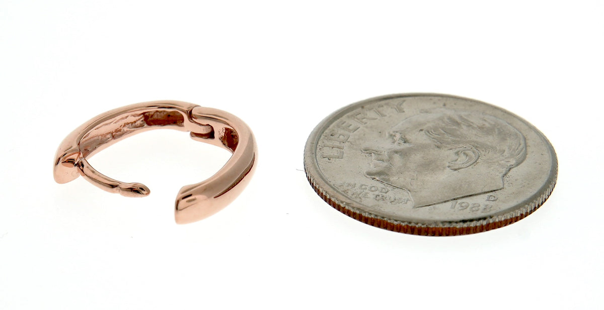 14k rose gold classic huggie hinged hoop earrings 13mm x 10mm x 3mm