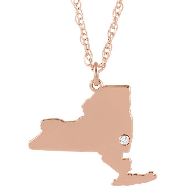14k 10k yellow rose white gold diamond silver new york ny state map personalized city necklace