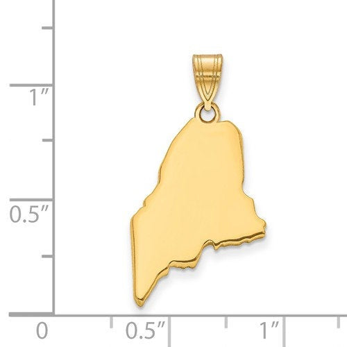 14k gold or sterling silver maine me state map pendant charm personalized monogram