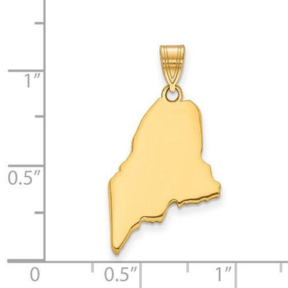 14k gold or sterling silver maine me state map pendant charm personalized monogram