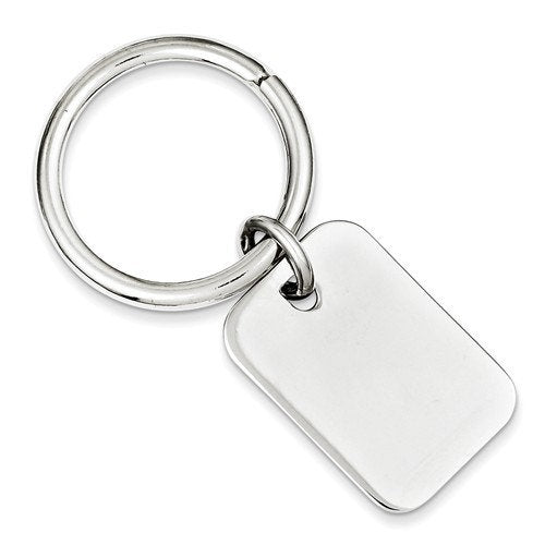 engravable sterling silver rectangle key holder ring keychain personalized engraved monogram