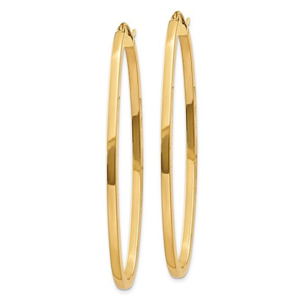 14k yellow gold classic large oval hoop earrings 50mm x 21mm x 2mm