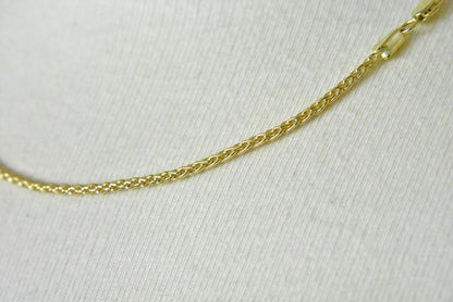 14k yellow gold 1.75mm parisian wheat bracelet anklet choker necklace pendant chain