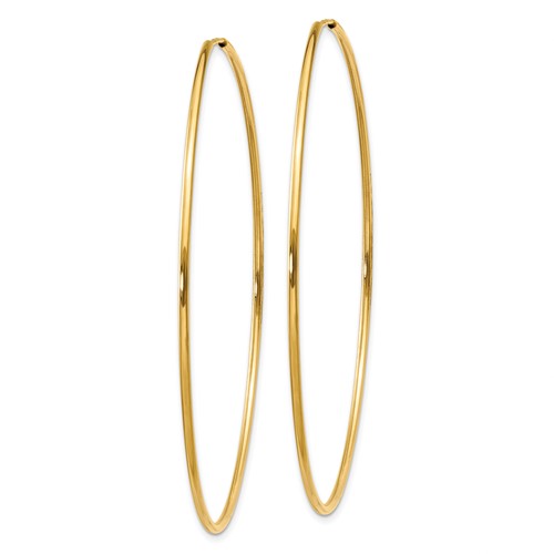 14k yellow gold extra large endless round hoop earrings 60mm x 1.25mm