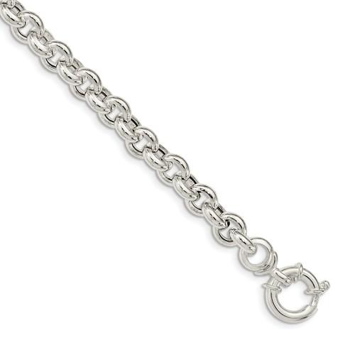 sterling silver 8mm fancy link rolo bracelet chain spring ring clasp 8 inches