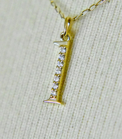14k yellow rose white gold .04 ctw diamond tiny petite lowercase letter l initial alphabet pendant charm necklace
