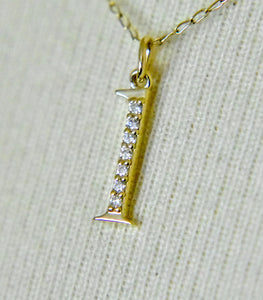 14K Yellow Rose White Gold .04 CTW Diamond Tiny Petite Lowercase Letter L Initial Alphabet Pendant Charm Necklace