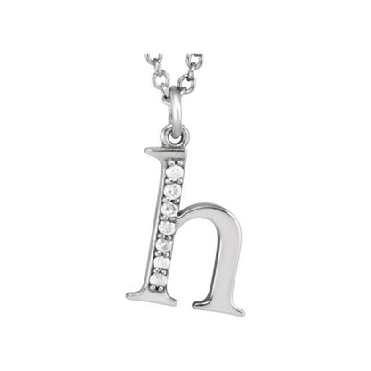 14k yellow rose white gold .04 ctw diamond tiny petite lowercase letter h initial alphabet pendant charm necklace