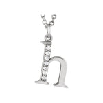 Load image into Gallery viewer, 14K Yellow Rose White Gold .04 CTW Diamond Tiny Petite Lowercase Letter H Initial Alphabet Pendant Charm Necklace

