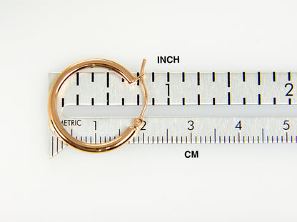 14k rose gold classic round hoop earrings 20mm x 2mm