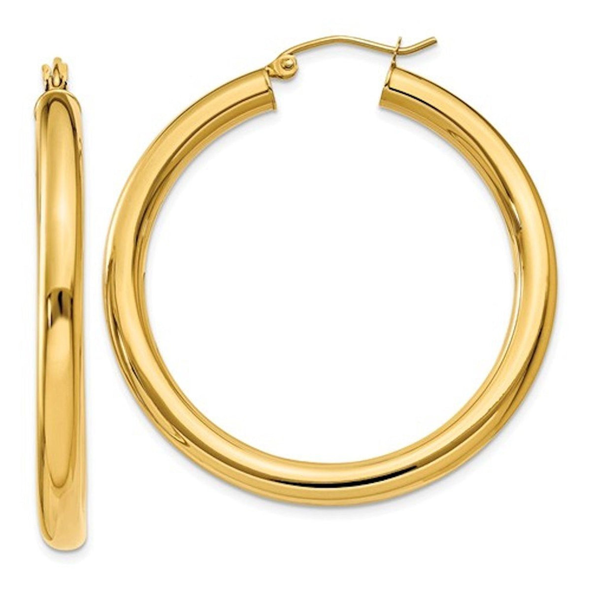 14k yellow gold classic lightweight round hoop earrings 40mmx4mm