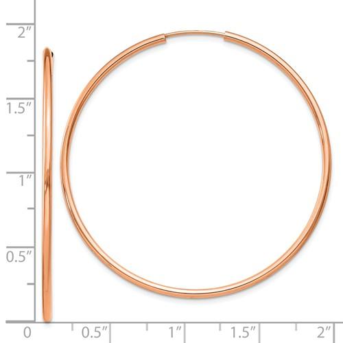 14k rose gold classic endless round hoop earrings 44mm x 1.5mm